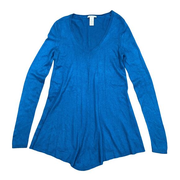 WHITE + WARREN Blue Long Sleeve Cashmere Silk Tunic Sweater Size S - Picture 1 of 7